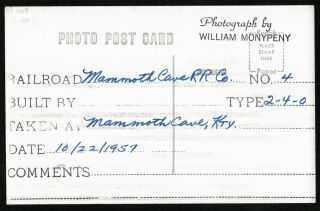 Vintage Postcard Size Photo Mammoth Cave Railroad Co Kentucky Hercules 4 2