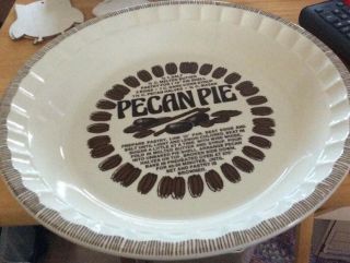 Vintage Royal China Co.  Ceramic Deep Dish Pie Plate With Pecan Pie Recipe -