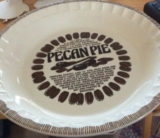 Vintage Royal China Co.  Ceramic Deep Dish Pie Plate with Pecan Pie Recipe - 2