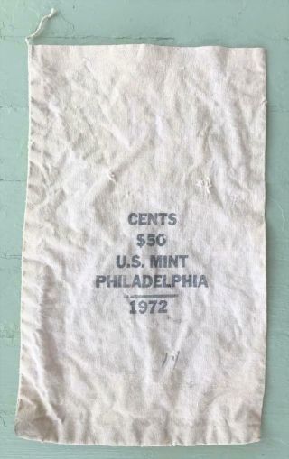 Vintage Money Bank Bag 1972 Us Phila.  $50 Cents Canvas Cloth Coin Deposit