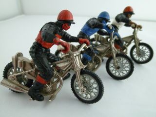 Vintage Britains Speedway Racing Motorbike Trio: All Complete Issued 1970s