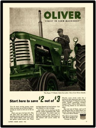 Oliver Farm Tractors Metal Sign Model 77 Diesel Featured