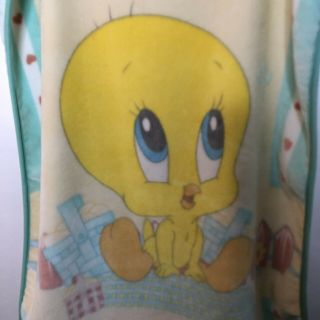 Vintage Baby Looney Tunes Blanket Plush Tweety Bird Yellow 2