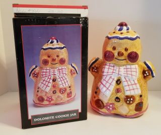 Cute 1990s Mib Midwestern Home Christmas Gingerbread Boy Man Cookie Jar Canister