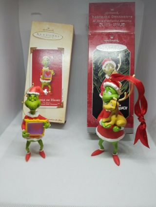 Two Hallmark Grinch Ornament 1998 & 2002