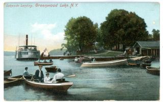 Greenwood Lake Ny - Lakeside Steamer Landing - Postcard Orange County