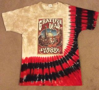 Vintage 1990 Grateful Dead Europe Tour Tie - Dye T - Shirt Mens Large