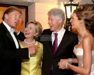 Donald And Melania Trump W/ Bill & Hillary Clinton In 2005 - 8x10 Photo (op - 464)