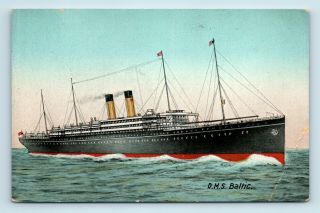 Rms Baltic Ocean Liner Steamship Postcard - Early 1900s - As - Is