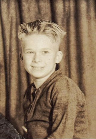 Vintage Old 1940s School Photo Of Cute Little Blond Boy With Spiked Hair Visalia