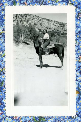 1940s Lady On Horse In Diamond Mine Area Eureka County Nevada Photo