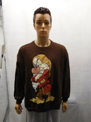 Vintage Grumpy 7 Dwarfs Crewneck Sweater Brown Xxl Disney Store