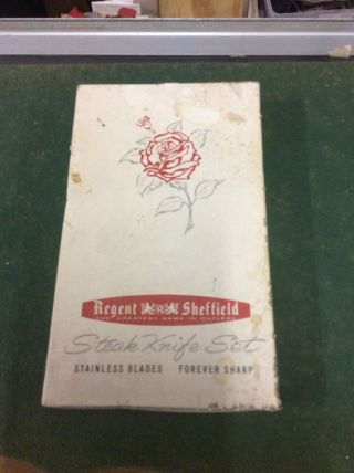 Vintage Regent Sheffield Steak Knife Set Pearl White (set Of 6)