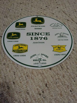 12 " John Deere Round Metal Sign Tractor Green Yellow 1876 - 2000 Logos
