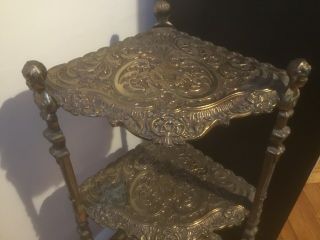 Vintage 3 Tier Brass Plant Stand,  Table,  Ornate,  French Victorian,  Bust Profiles.