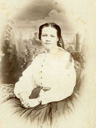 1860s Cdv Fine Lady With Back Drop By Out Of Pulaski York