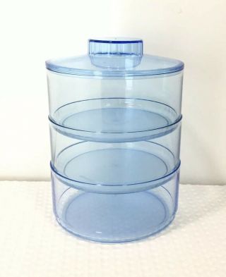 Tupperware Preludio 3 - Tier Acrylic Candy Dish With Lid – Blue - 2062