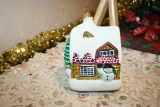 Christopher Radko " Swiss House With Snowman " Christmas Ornament Made In Poland