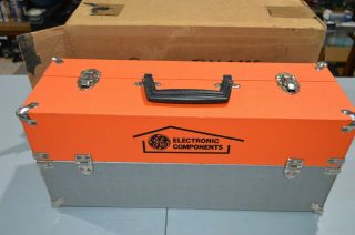 Vintage Orange Ge General Electric Tool Case Tube Radio Tv Repair Employee Tool