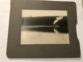 @1890 - 1900 Photo O/b Steamer Boat W/ Timber Logs Adirondack Ny Lake Landscape
