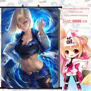 Anime Dragon Ball Android 18 Cosplay Wall Poster Home Decor Scroll 60 90cm