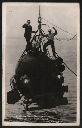 Wwi Rppc Postcard By N Moser - A Deep Sea Diving Bell - Navy/ships