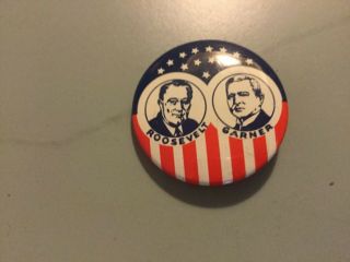 Roosevelt Garner Fdr Stars And Stripes Button Campaign President Political