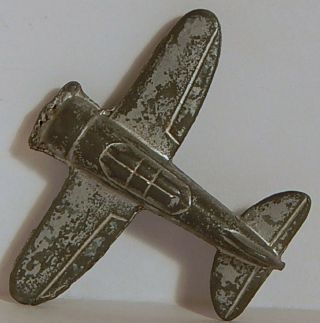Vint 1930 Cracker Jack Tootsie Toy Midget Airplane Metal Charm Silver No Ring