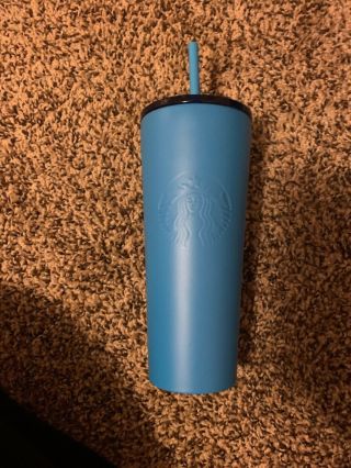 Nwt Starbucks 2018 Blue Stainless Steel Tumbler Cold Cup 16 Oz