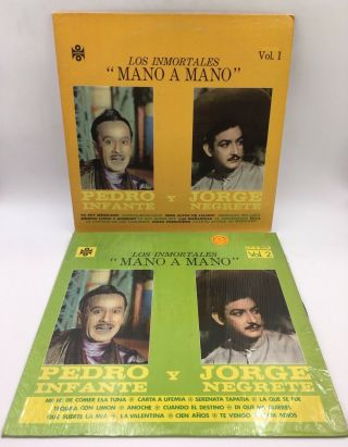 2 Lp’s Pedro Infante Jorge Negrete Los Inmortales Mano A Mano Vol 1 & 2 Orfeon