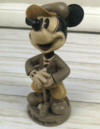 Walt Disney Parks Vintage Mickey Mouse Figurine Golfing Bobble Head 8 "