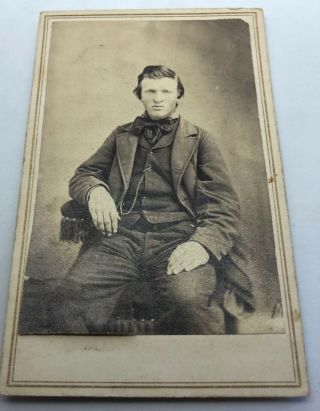 E Martin - Vintage Cabinet Photo Of Man Utah Mormon Pre 1868 Scarce