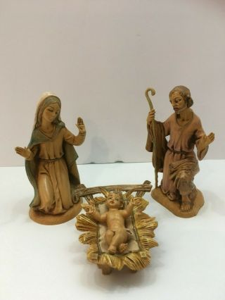 Vintage Fontanini Depose Italy Christmas Nativity Holy Family 4 Pc Set 4 1/2 " 1