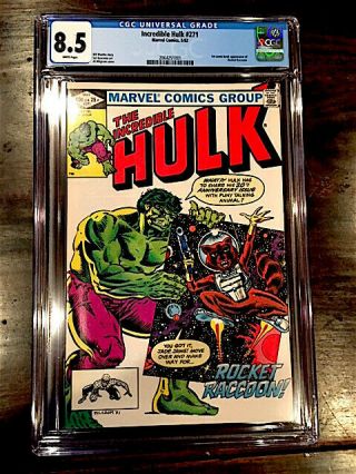 The Incredible Hulk 271 Rocket Raccoon 1st Appearance Cgc 8.  5 (may 1982)