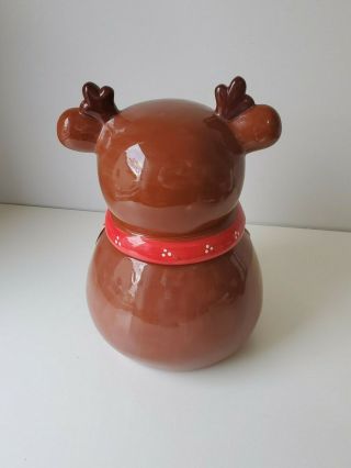 Adorable Reindeer Holiday Ceramic Canister Cocoa Cookie Jar Christmas Scarf Deer 2