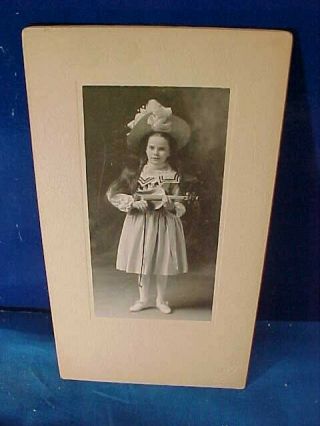 Early 20thc Photo Of Well Dressed Young Girl,  Her Violin