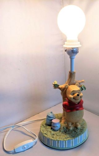 Vintage Disney Winnie The Pooh Hunny Pot Tree Child Nursery Lamp 13” Tall