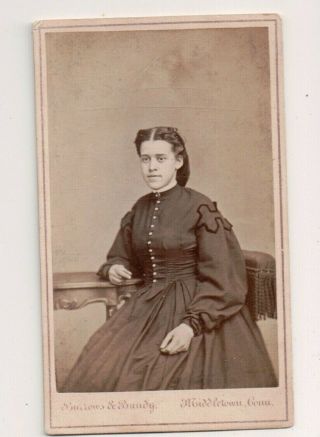 Vintage Cdv Civil War Era Lady Tax Stamp Burrows & Bundy Photo Middletown Conn.