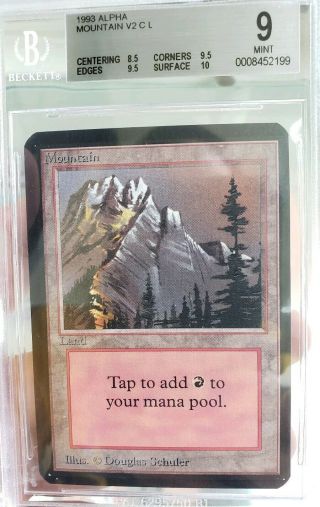 Vintage Magic | Bgs 9 Mtg Alpha Mountain [red Sky],  W/2x 9.  5,  10,