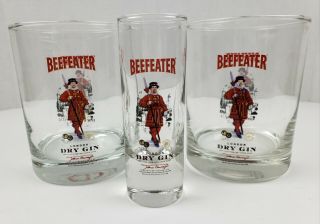 Beefeater London Dry Gin Set Of 2 Lowball Glasses And 1 Beefeater Shot Glass