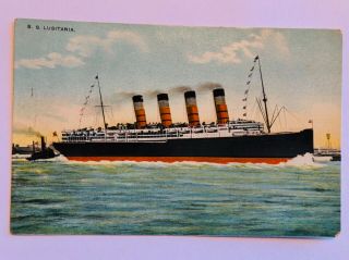 Cunard Line Rms Lusitania,  Postcard.