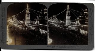 1903 Luna Park At Night / Coney Island York Underwood Stereoview