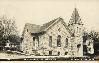 Ne,  Weeping Water,  Nebraska,  Rppc,  Methodist Episcopal Church & Parsonage