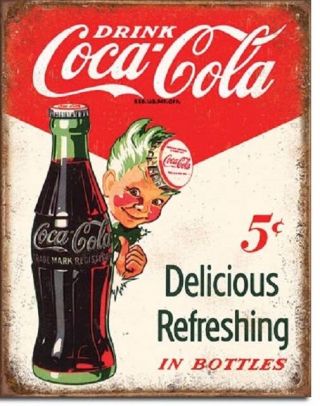 Coca Cola Coke Sprite Boy 5 Cent Advertising Vintage Retro Style Metal Tin Sign