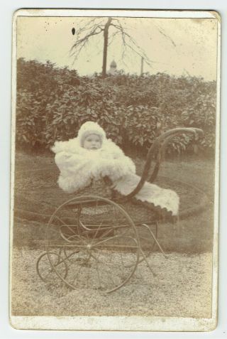 Victorian Cabinet Photo Baby In Pram Unstated Photographer