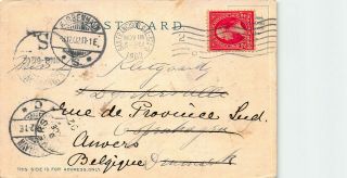 U.  S.  1902 Postcard Sent From San Francisco To Denmark,  Forwarded To Belgium