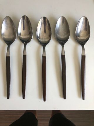 5 Echo Eterna Canoe Muffin Tablespoon Serving Spoon Stainless Steel Wood Handle