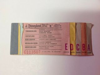 Old Vintage Circa 1977 Disneyland Junior Ticket Book A B C D E