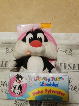 Vintage Looney Tunes Lovables Baby Sylvester Cat Plush Stuffed Animal 1996