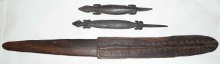Vintage P&g Aboriginal Hand - Carved Wooden Knife & Reptiles Deceased Estate